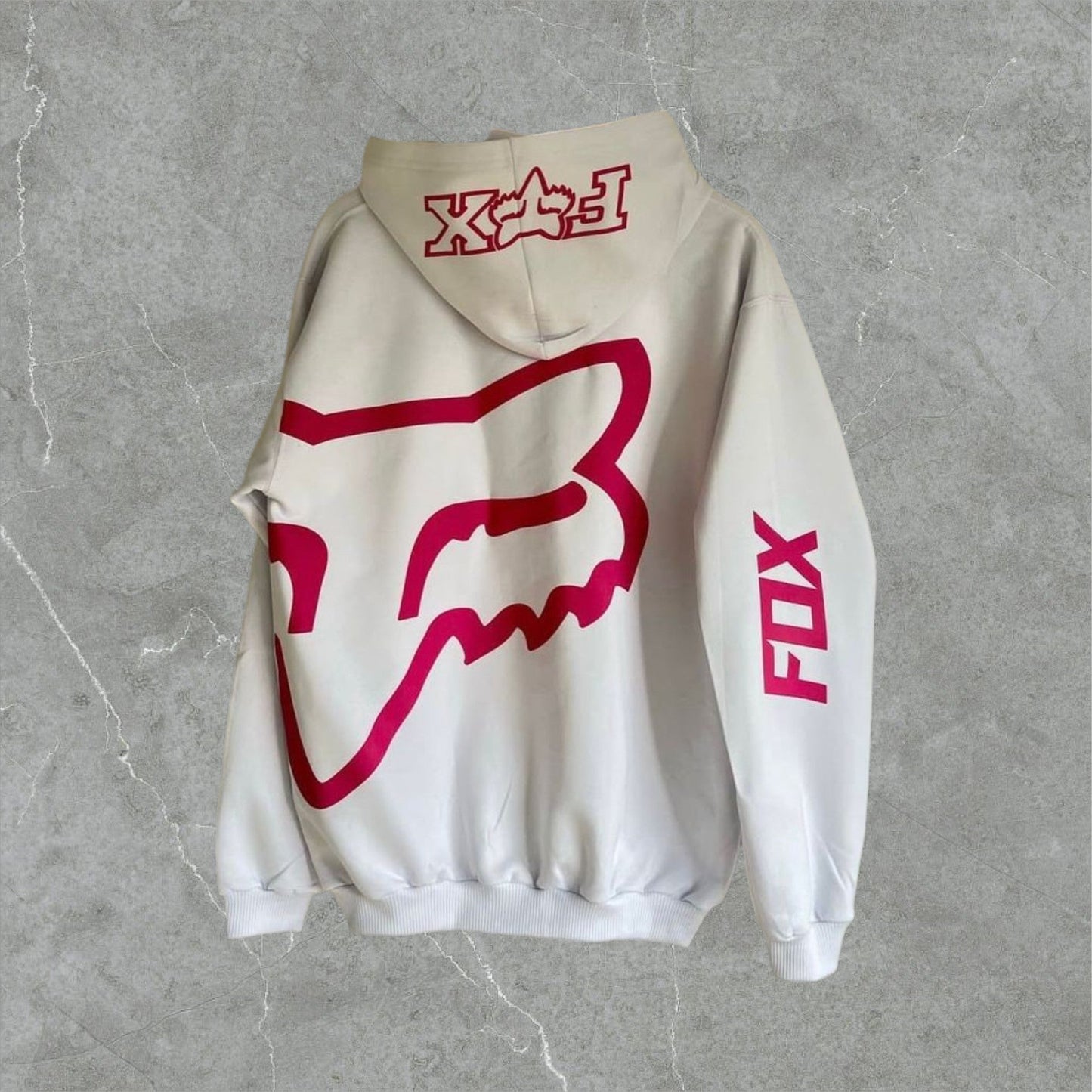 Poleron Fox Rider Blanco Rosado