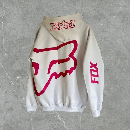 Poleron Fox Rider Blanco Rosado